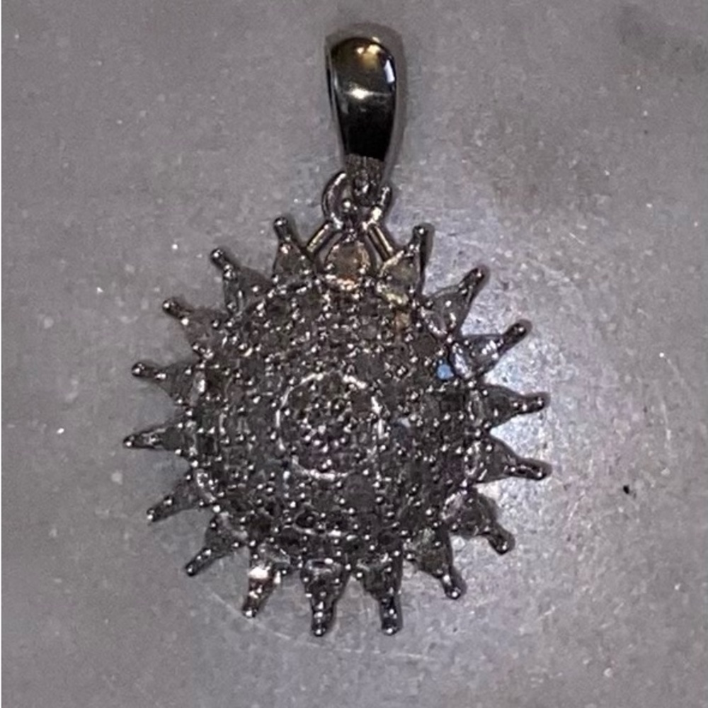 NWT Diamond Sunburst Pendant in Platinum over .925 Sterling Silver .50 carat!!! - Picture 6 of 10